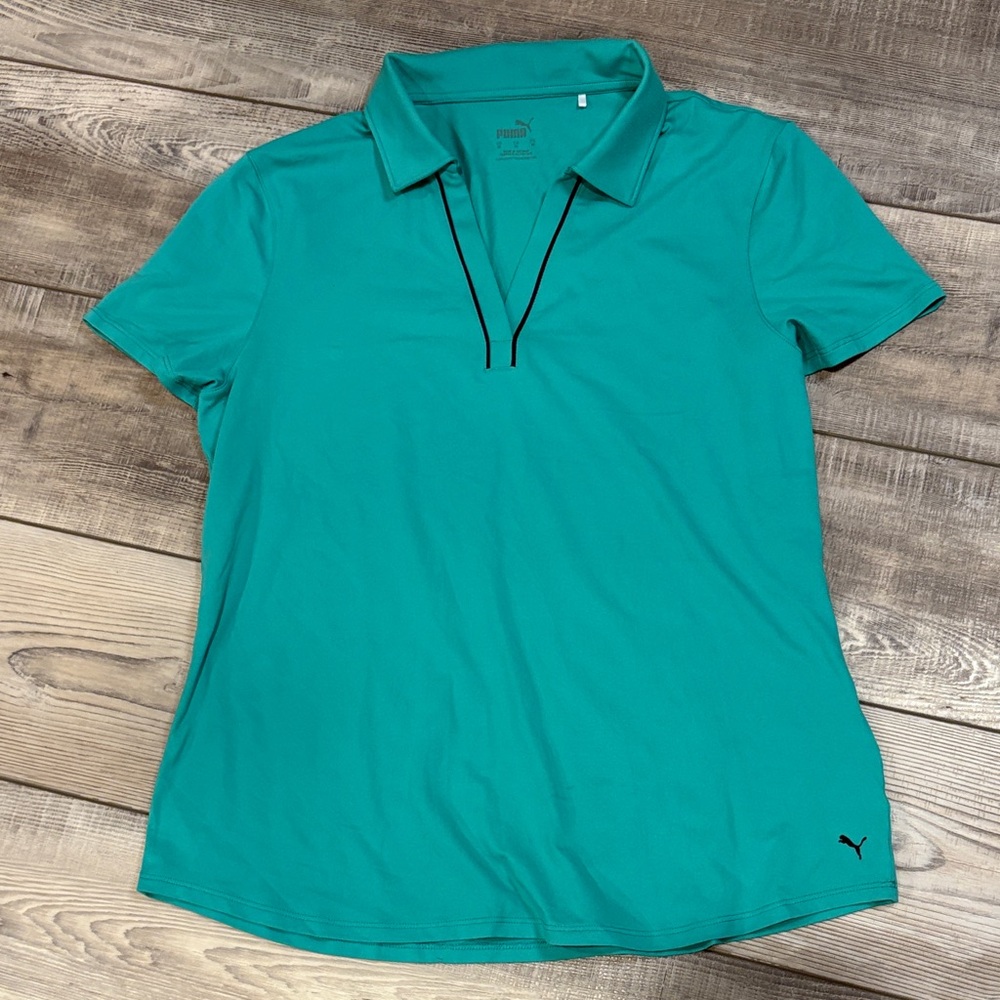 PUMA teal green performance polo golf tennis NWOT Medium *see details
